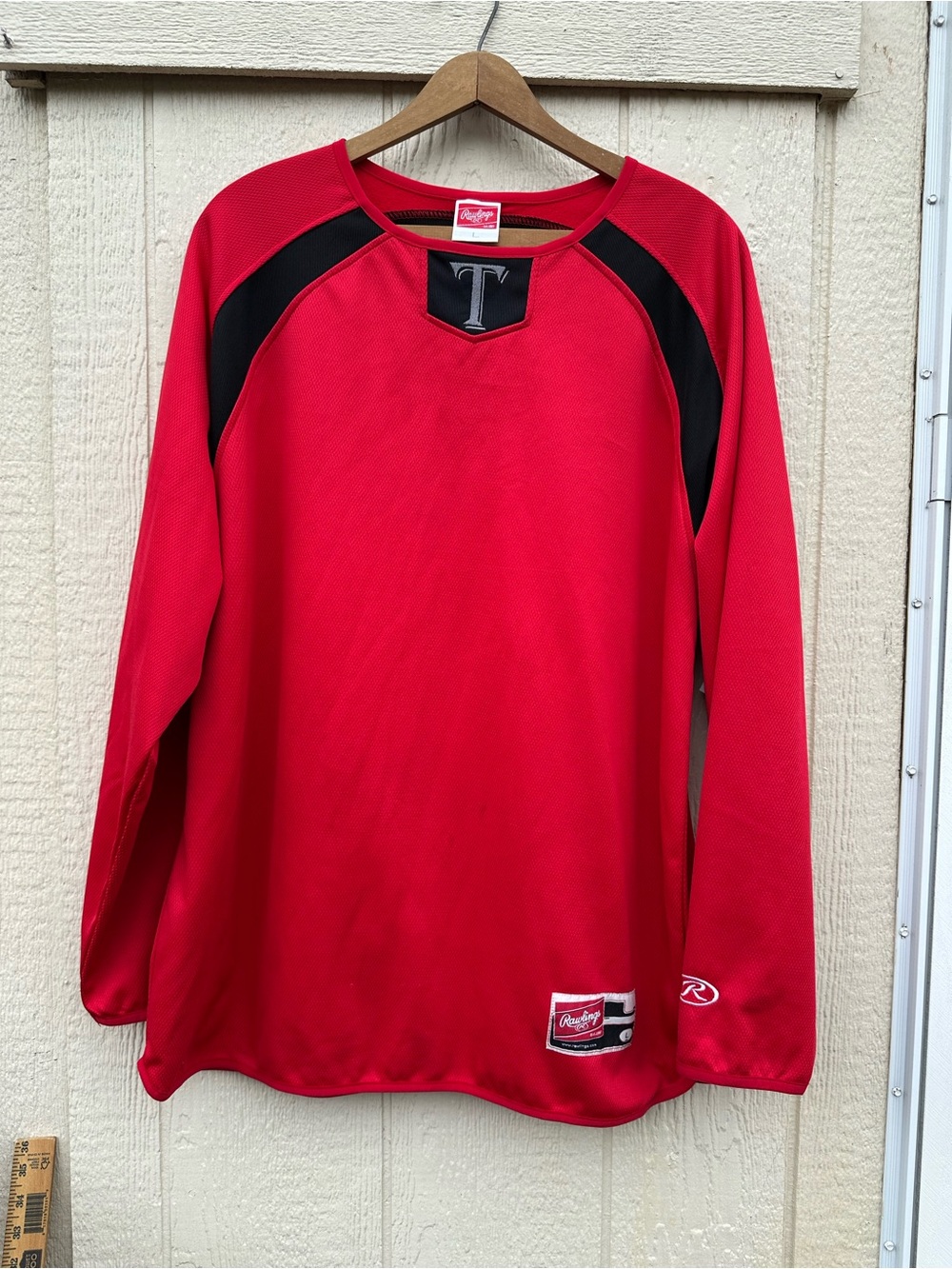 Rawlings Long Sleeve Performances Jersey Pullover black "T" logo Mesh Men’s L